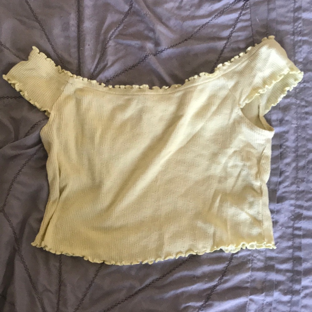 Yellow off the shoulder crop top